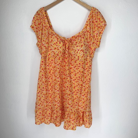 No Boundaries Dresses & Skirts - No Boundaries Womens  Babydoll Milkmaid Tie Mini Dress Size XL Orange Tiered